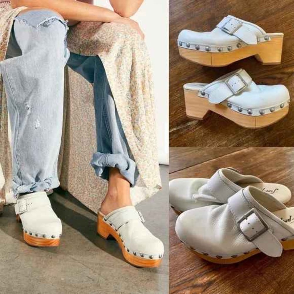 new FREE PEOPLE leather culver city clog shoes 38